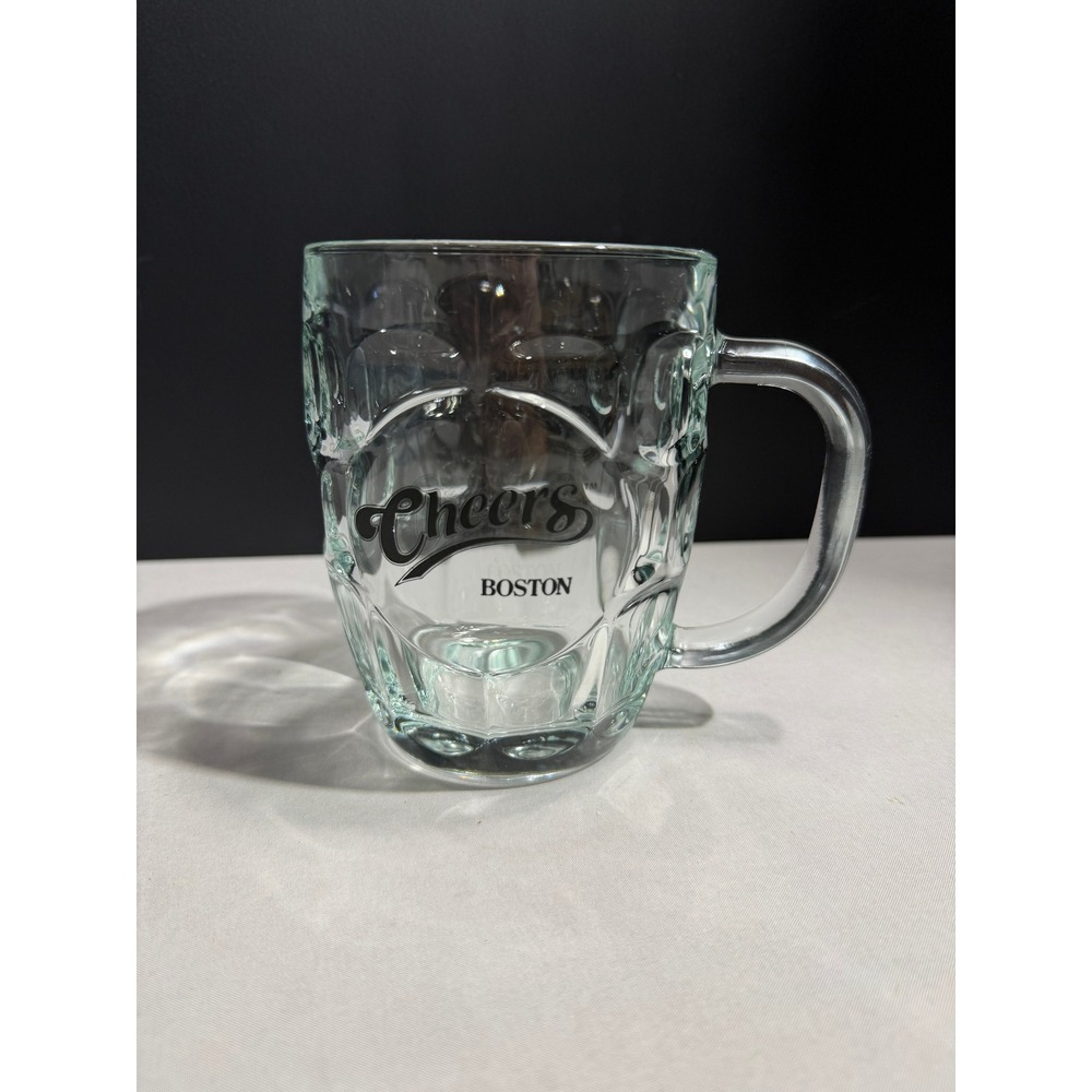 Cheers Boston Glass Beer Mug Dimpled Tankard Pint Glass Vintage TV Show Logo
